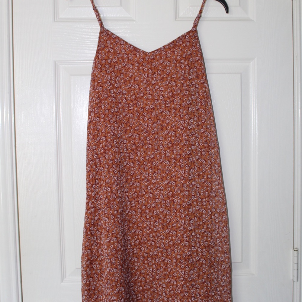 Burnt Orange Floral Patterned Dress